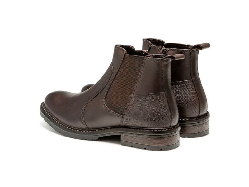 Boots style Chelsea Elster en cuir marron foncé de Redskins
