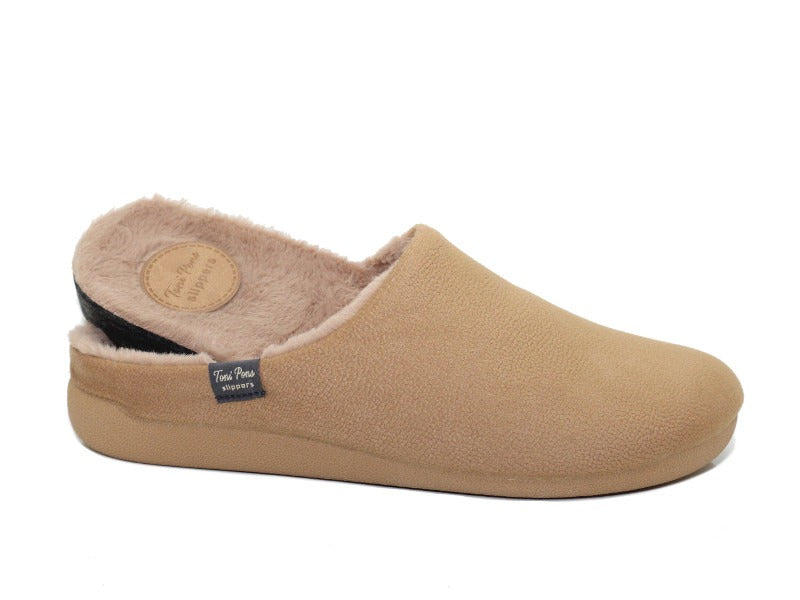 Chaussons doux et chauds en tissu camel