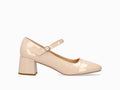Escarpins à bride en cuir verni beige