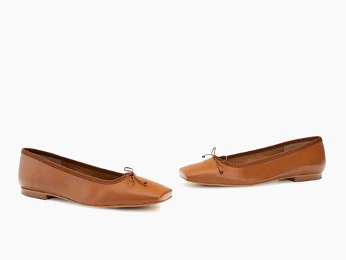 Ballerines classiques en cuir camel