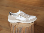Sneakers en cuir blanc, beige et doré Ginger
