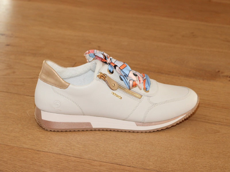 Baskets en cuir blanc et lacet coloré Flore