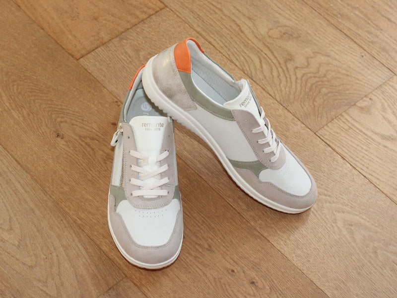 Sneakers en cuir beige et dorée Suzy