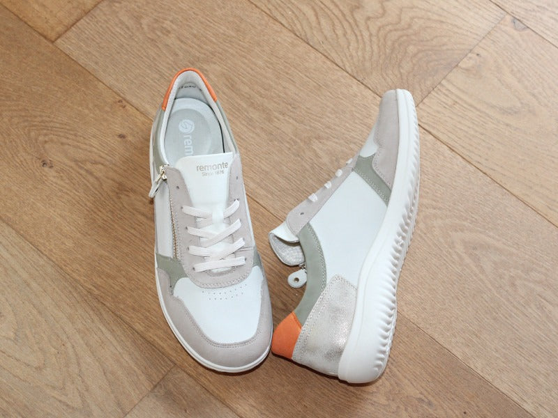 Sneakers en cuir beige et dorée Suzy
