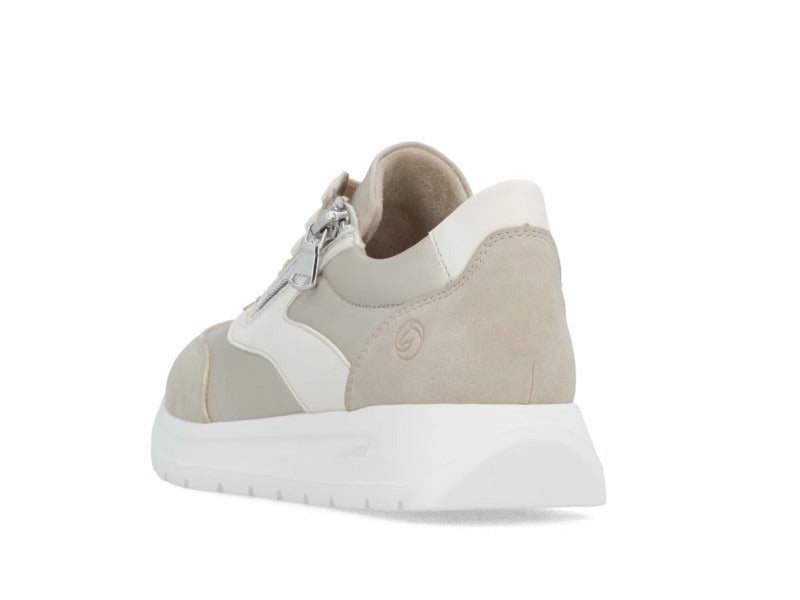 Baskets compensées Remonte en stretch beige et or