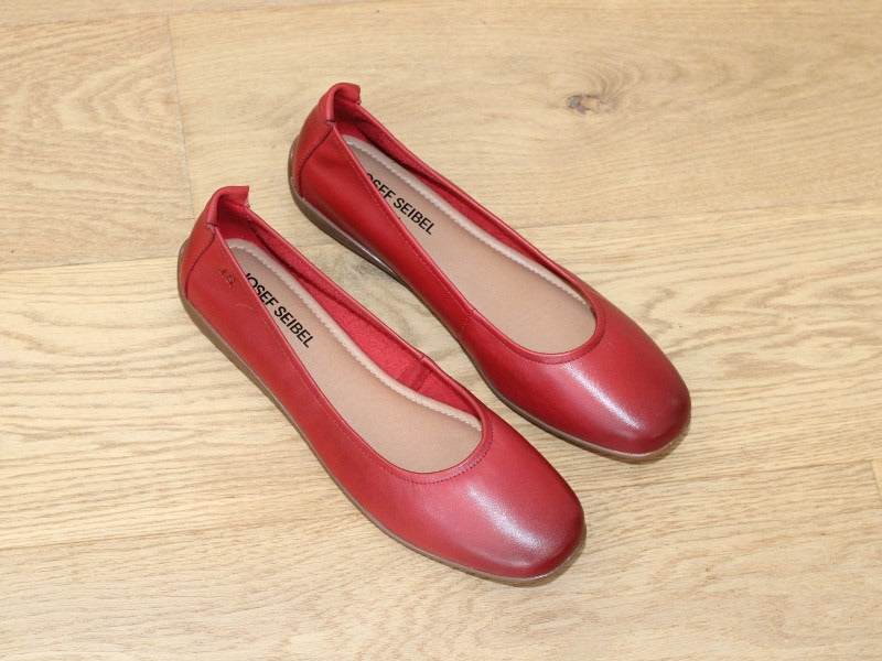 Ballerine Fenja en cuir souple rouge