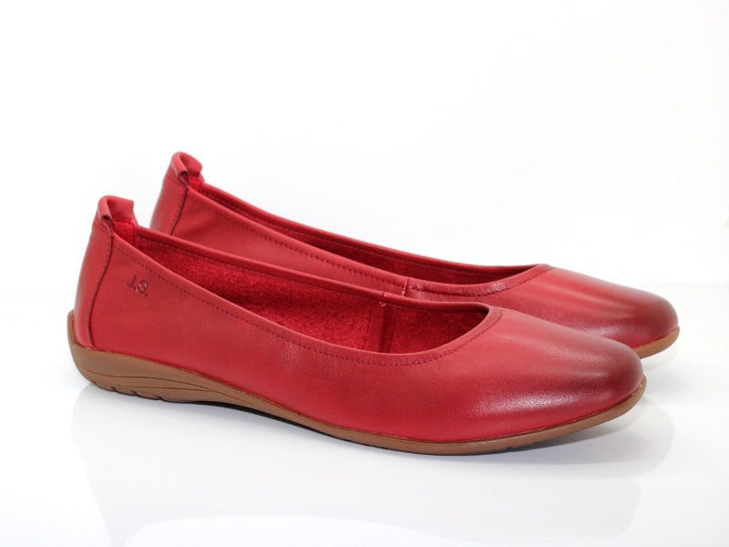 Ballerine Fenja en cuir souple rouge
