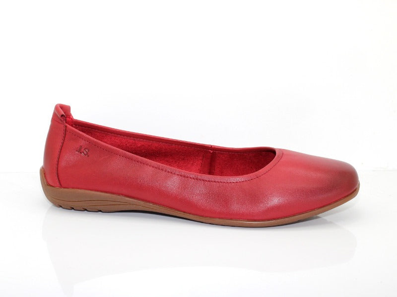 Ballerine Fenja en cuir souple rouge