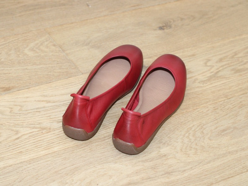Ballerine Fenja en cuir souple rouge