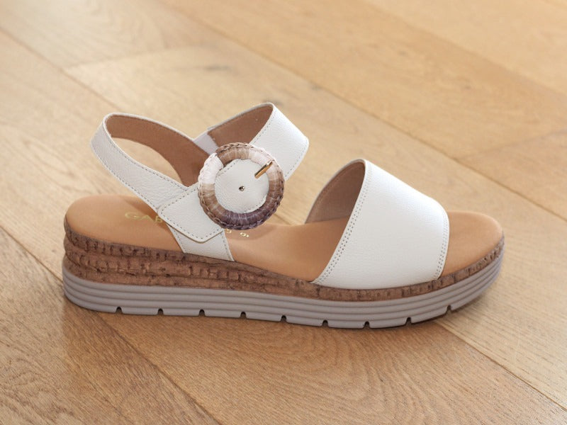 Sandales compensées Gabor en cuir beige Idole