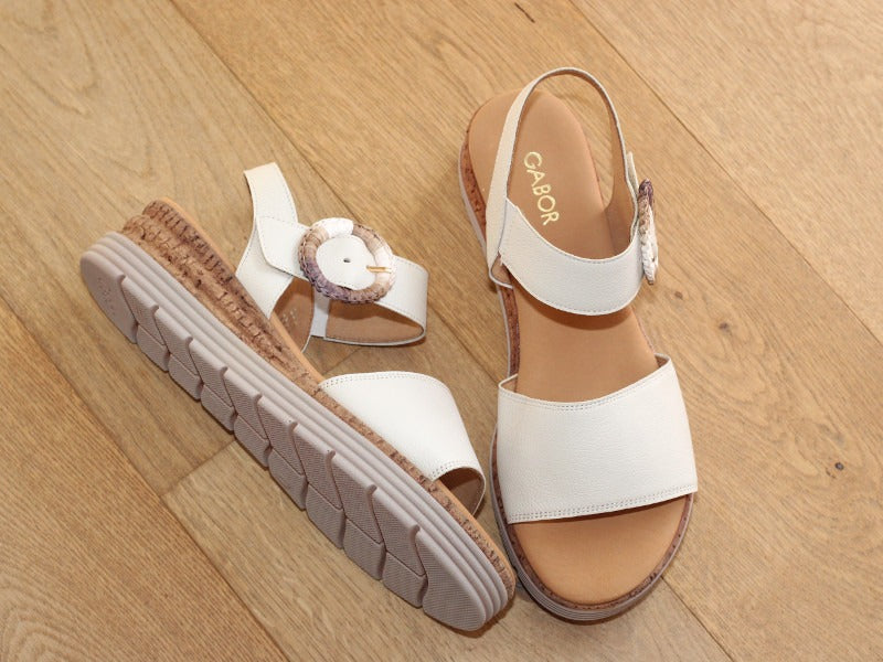 Sandales compensées Gabor en cuir beige Idole