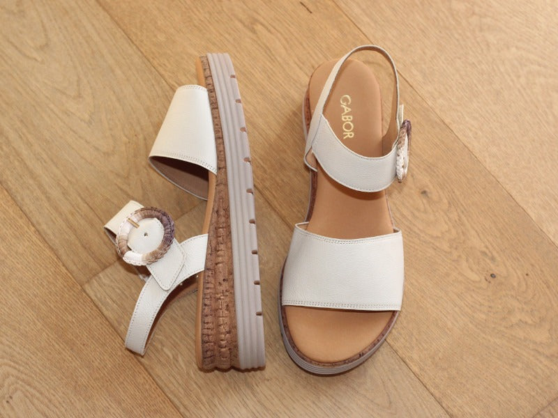 Sandales compensées Gabor en cuir beige Idole