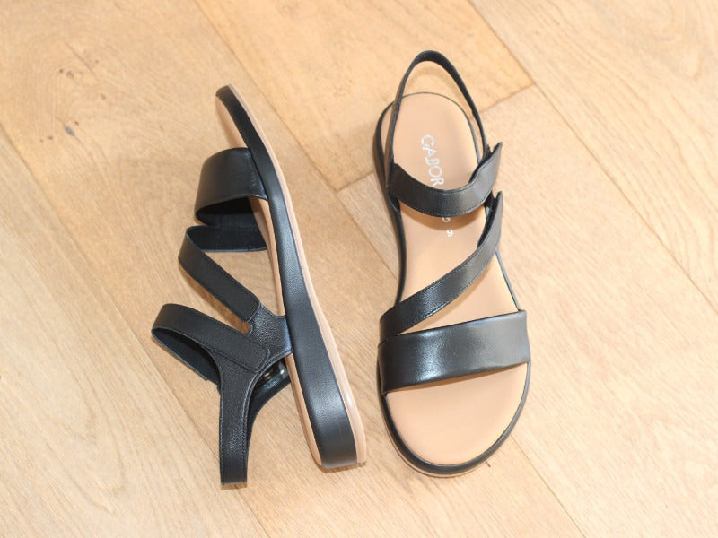 Sandales à bride Gabor en cuir noir