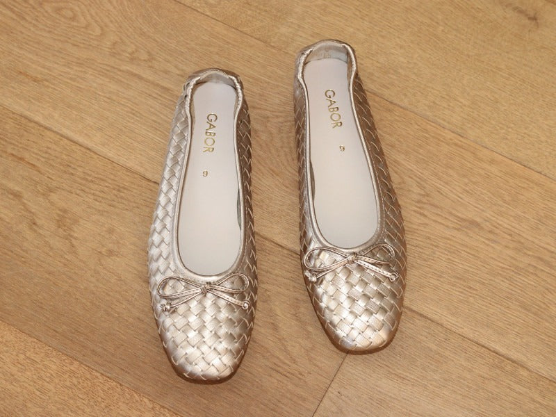 Ballerines tressées Gabor en cuir doré Idyle