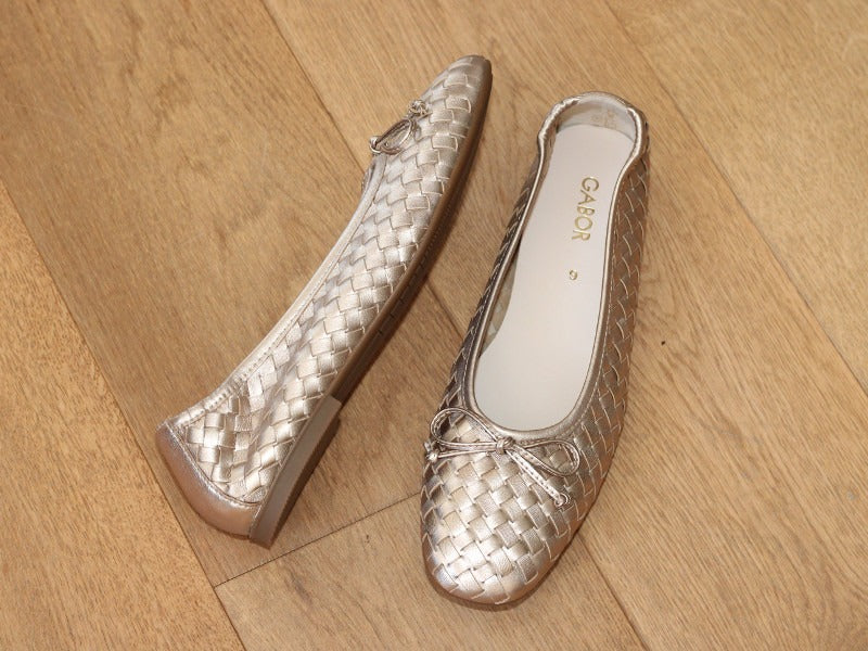 Ballerines tressées Gabor en cuir doré Idyle