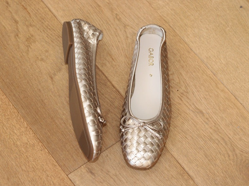 Ballerines tressées Gabor en cuir doré Idyle