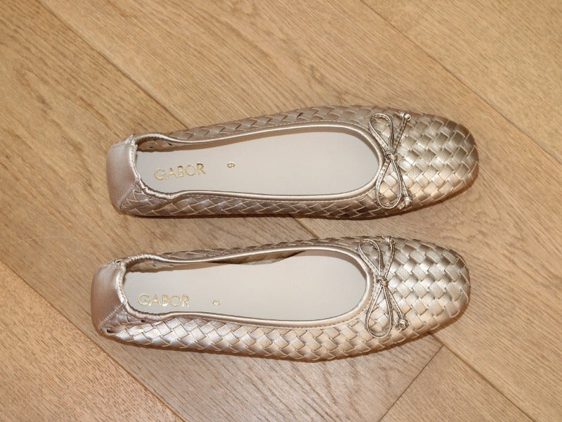 Ballerines tressées Gabor en cuir doré Idyle