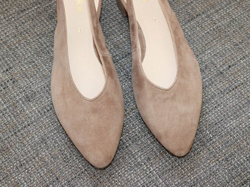 Escarpins bride arrière en cuir nubuck beige Gabor