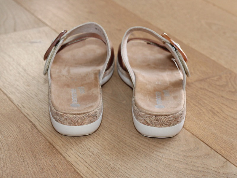 Mules Remonte avec brides camel et doré