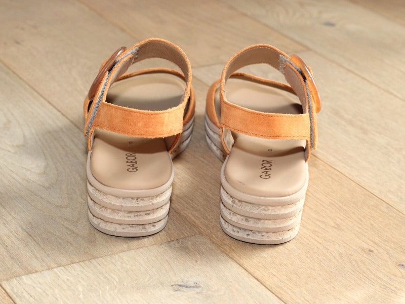 Sandales plateforme Gabor en cuir velours orange