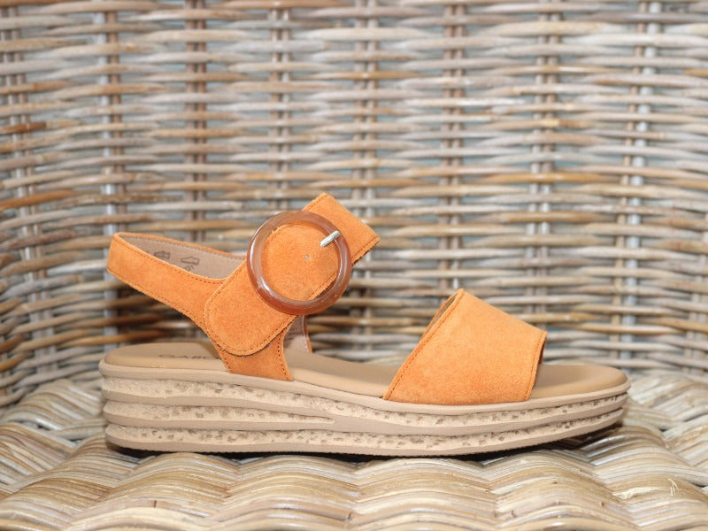 Sandales plateforme Gabor en cuir velours orange