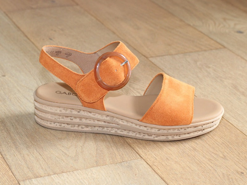 Sandales plateforme Gabor en cuir velours orange