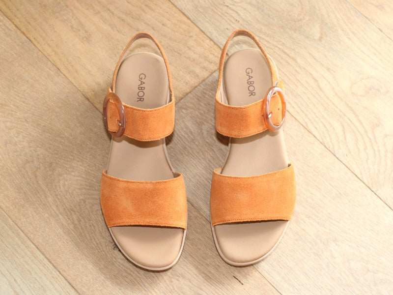 Sandales plateforme Gabor en cuir velours orange