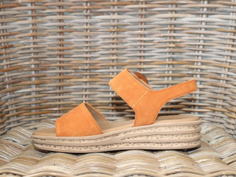 Sandales plateforme Gabor en cuir velours orange