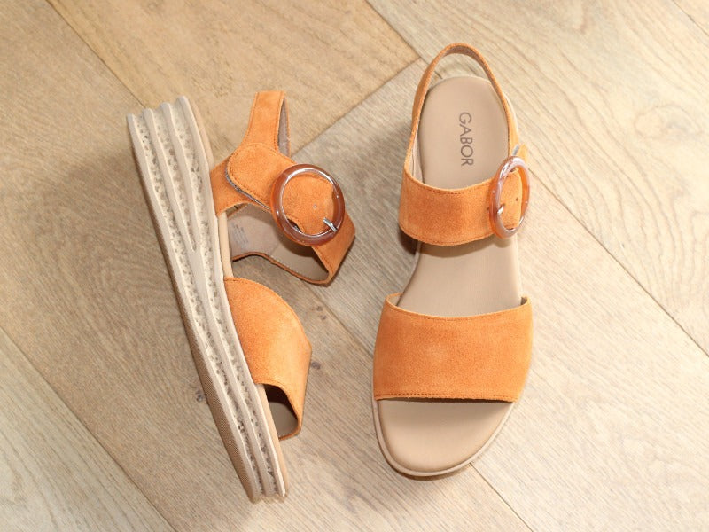 Sandales plateforme Gabor en cuir velours orange