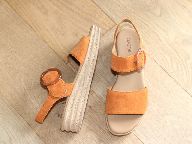 Sandales plateforme Gabor en cuir velours orange