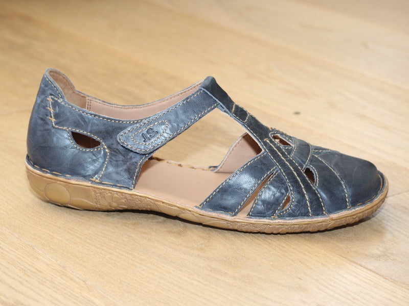 Sandales à bout fermé en cuir bleu Rosalie