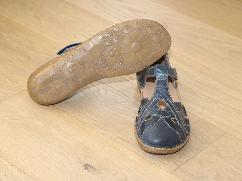 Sandales à bout fermé en cuir bleu Rosalie