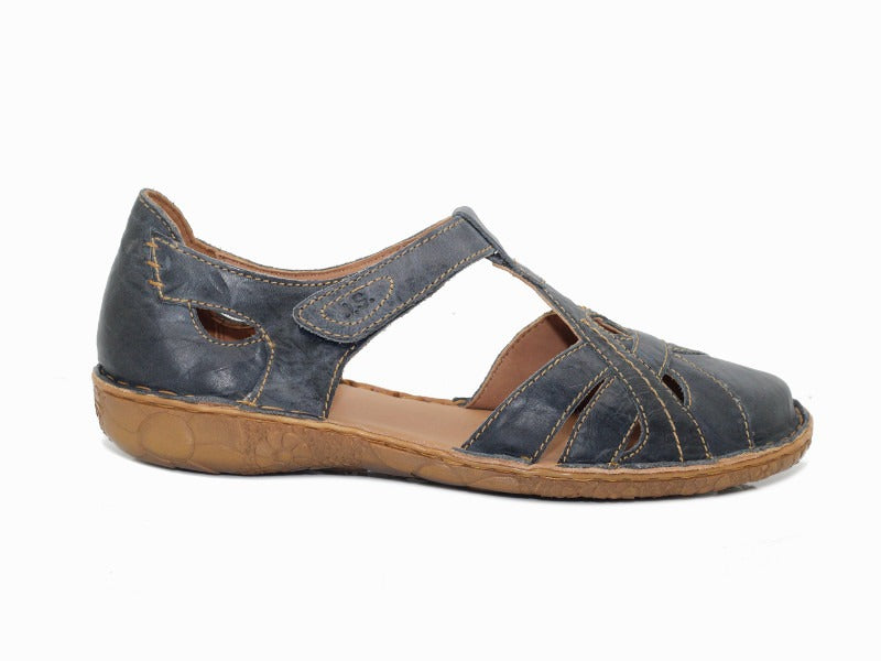 Sandales à bout fermé en cuir bleu Rosalie
