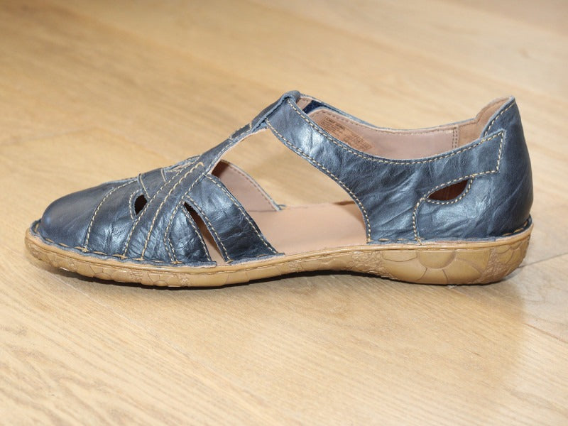 Sandales à bout fermé en cuir bleu Rosalie