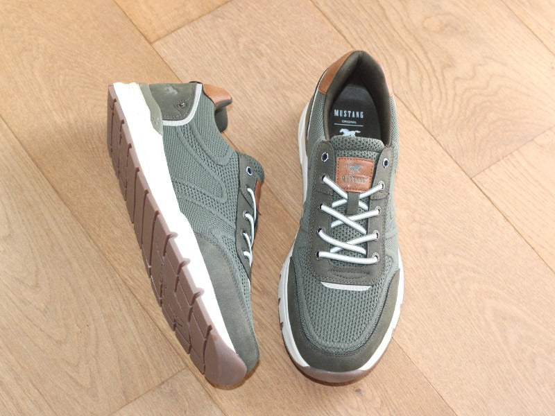 Sneakers sport Mustang en textile kaki