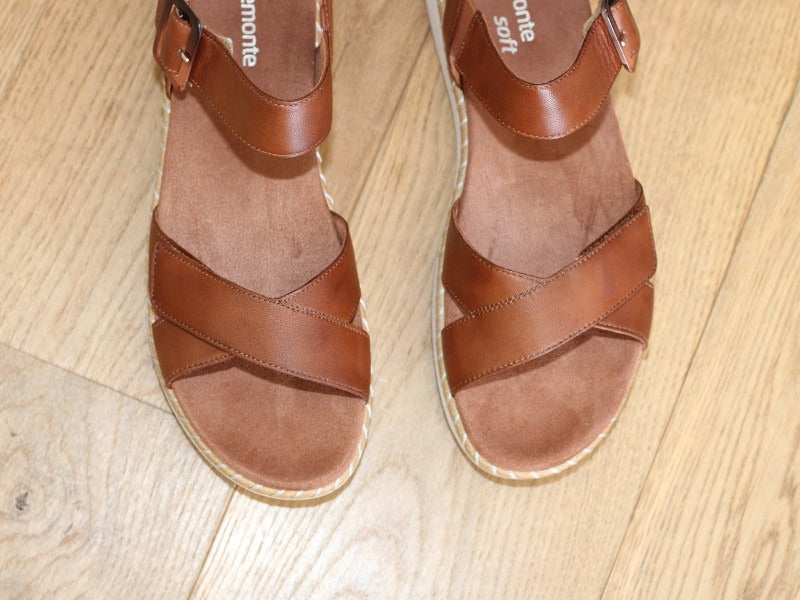 Sandales confortables en cuir camel Brindille
