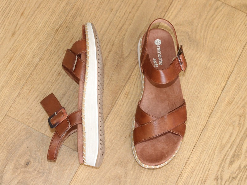 Sandales confortables en cuir camel Brindille