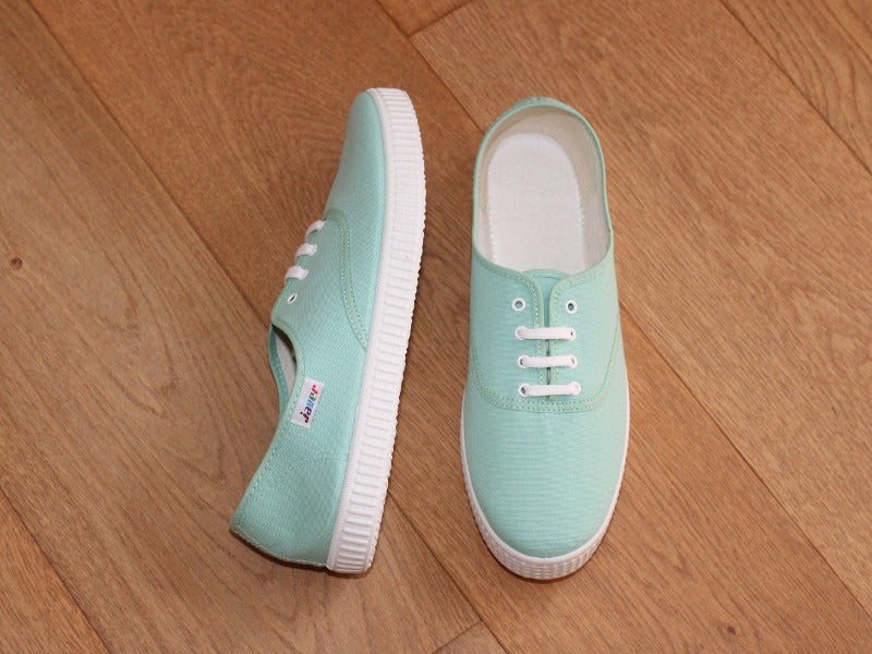 Tennis en toile vert menthe
