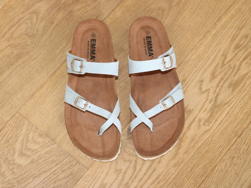 Nu pieds entredoigt en cuir bleu Emma