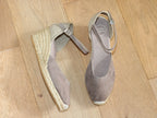 Espadrille Lloret bout fermé et talon compensé en cuir taupe