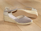 Espadrille Lloret bout fermé et talon compensé en cuir taupe