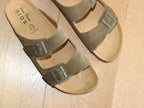 Sandales avec 2 brides réglables en cuir kaki