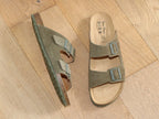 Sandales avec 2 brides réglables en cuir kaki
