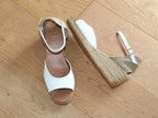 Espadrilles compensées ouvertes en cuir blanc Llivia
