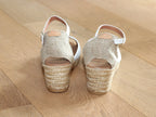 Espadrilles compensées ouvertes en cuir blanc Llivia