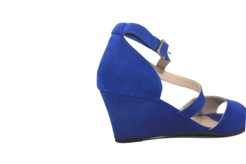 Sandales Compensées Bleu Royal