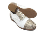 Derby en cuir blanc et python doré Rock