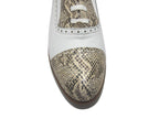 Derby en cuir blanc et python doré Rock