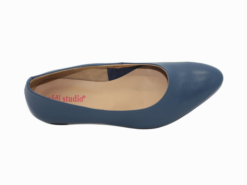 Escarpins en cuir bleu à petit talon Marly