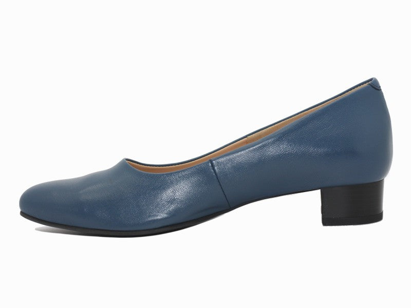 Escarpins en cuir bleu à petit talon Marly
